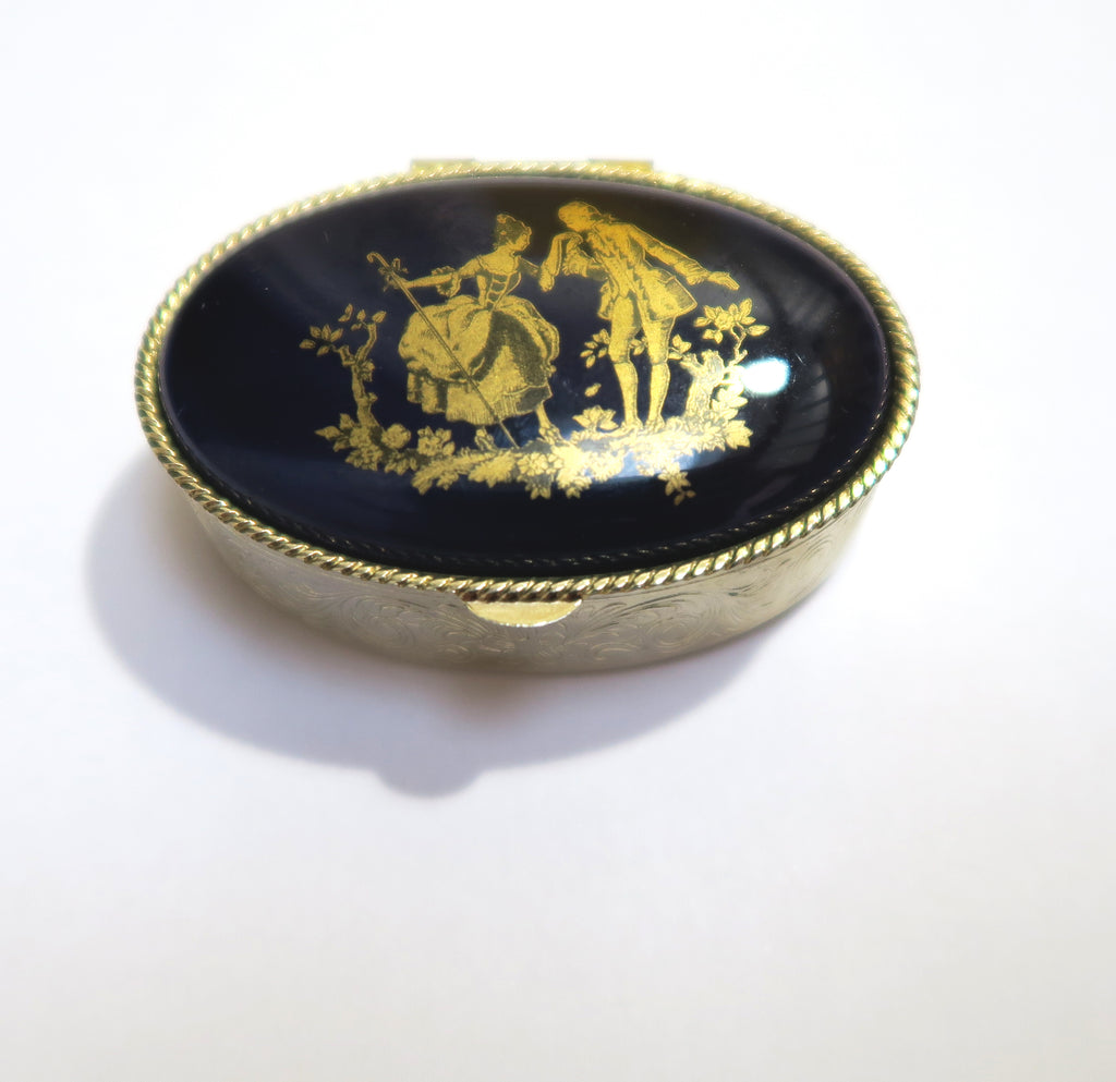 Vintage Pill Box with Lip Balm - Courting Couple - Andrea Garland