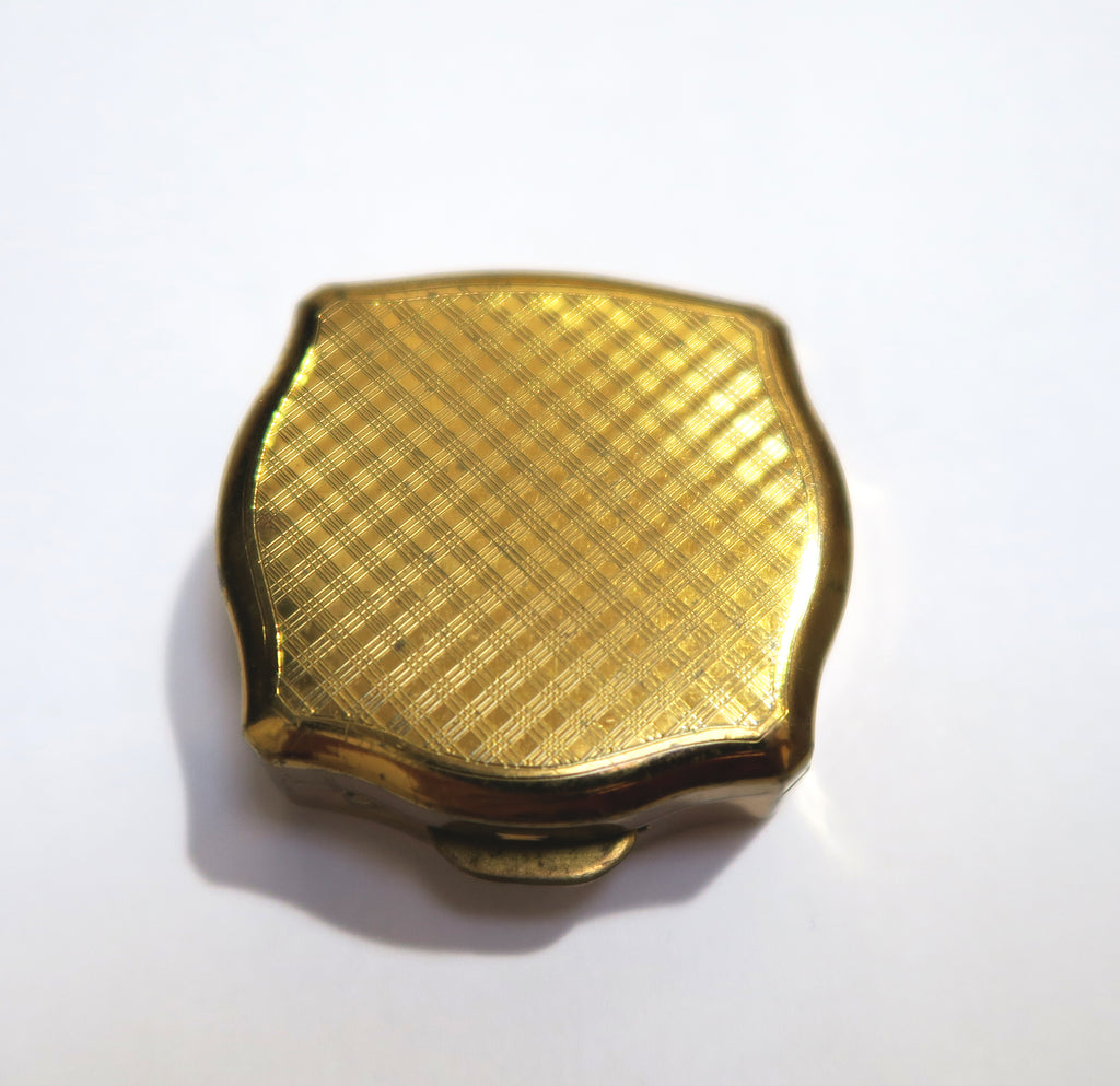 Vintage Stratton Pill Box with Lip Balm - Woven engraved - Andrea Garland