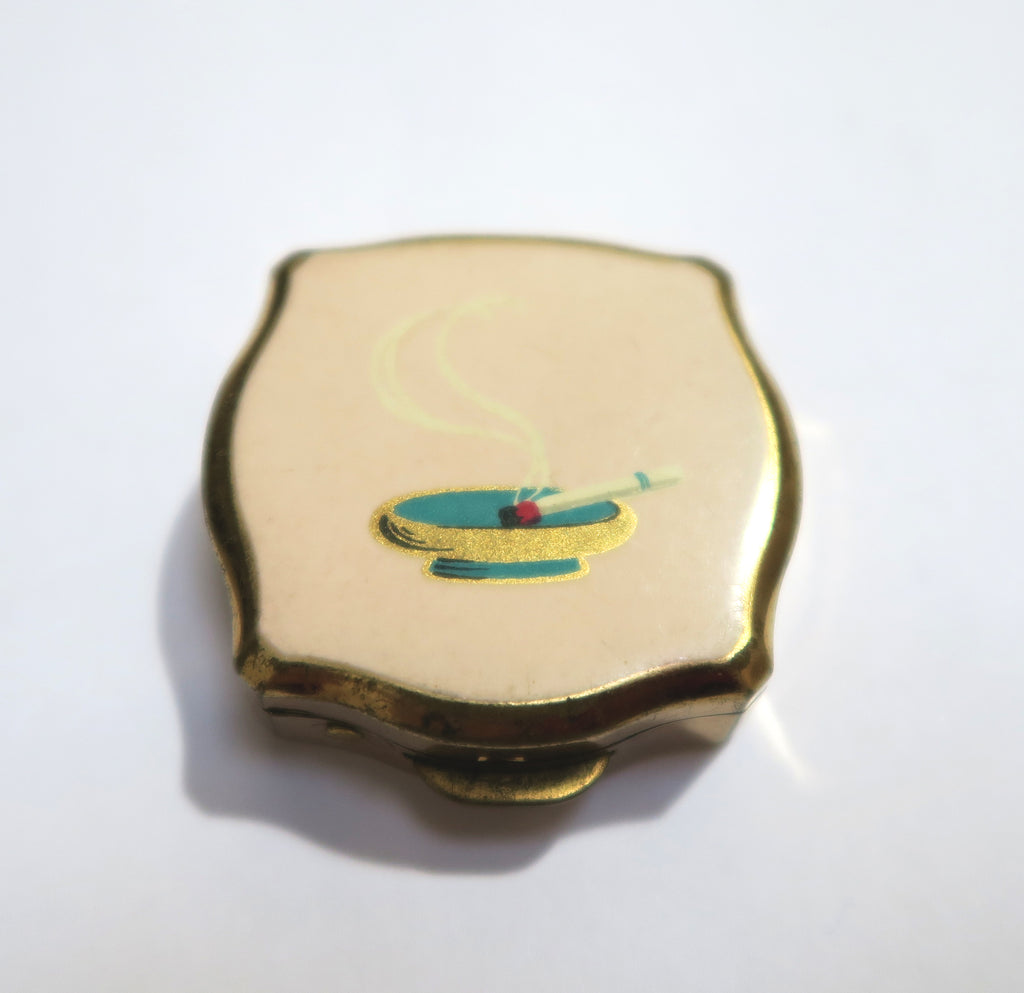 Vintage Stratton Pill Box with Lip Balm - Smoking Cigarette - Andrea Garland