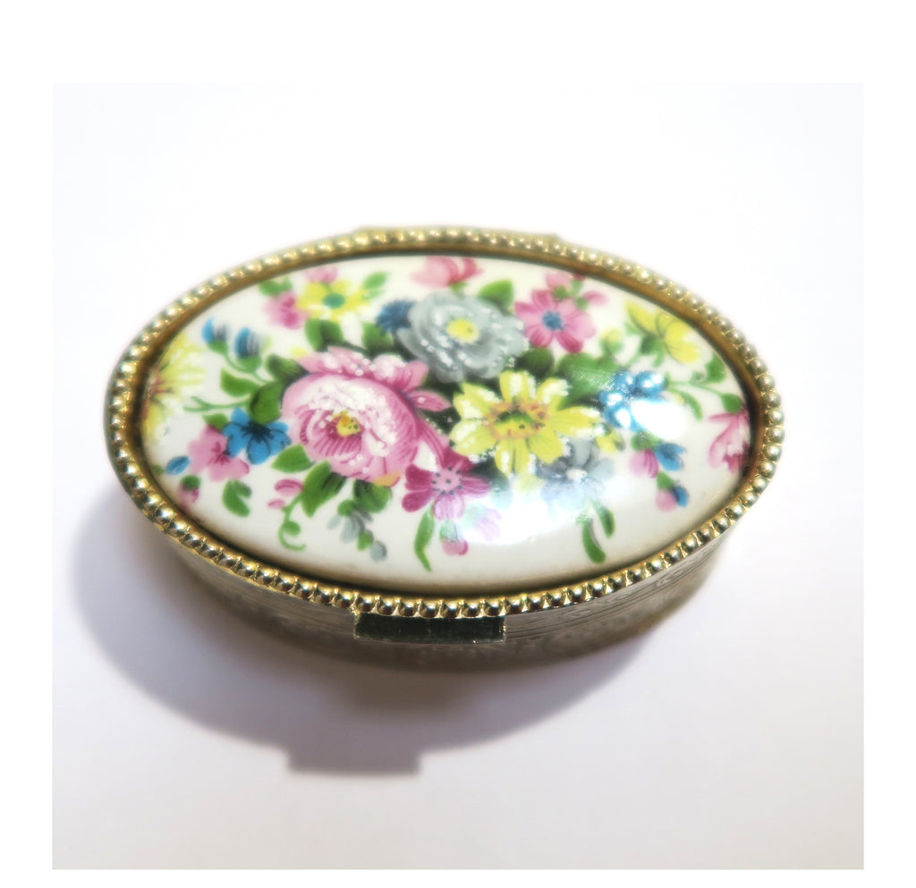 Vintage pill box with Lip Balm - Pastel Floral - Andrea Garland