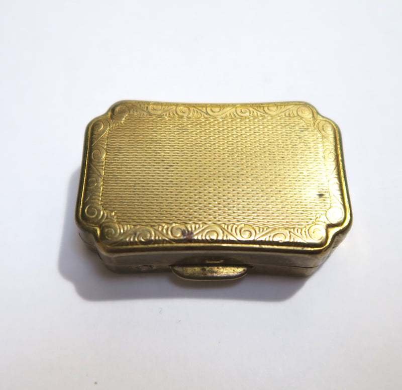 Vintage Pill Box with Lip Balm -  Goldtone engraved Stratton - Andrea Garland