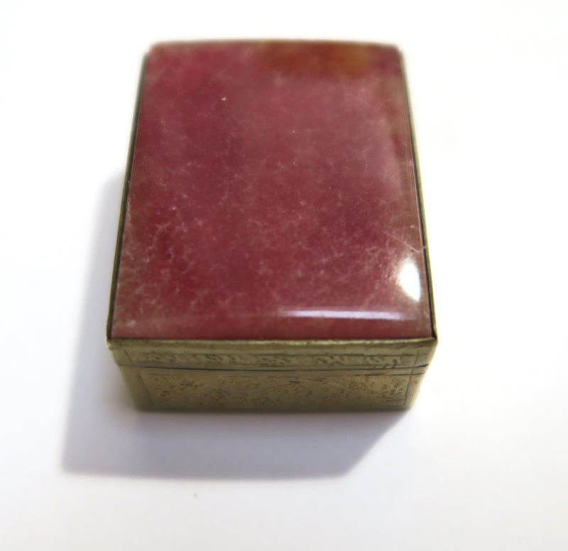 Vintage Brass Pill Box with Lip Balm - Red Stone - Andrea Garland