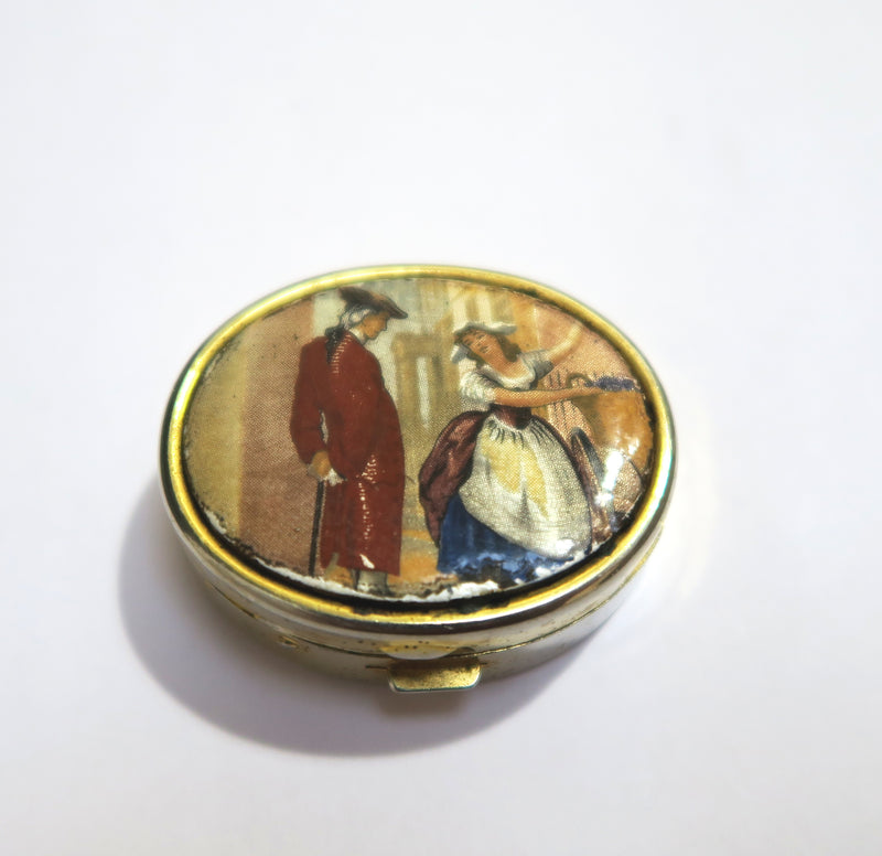 Vintage pill box with Lip Balm - Courting Couple - Andrea Garland
