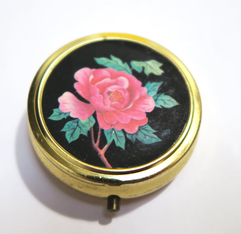 Vintage Pill Box with Lip Balm - Pink Rose - Andrea Garland
