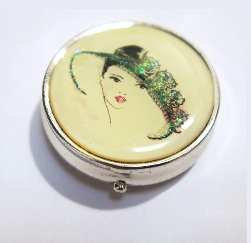 Vintage Pill Box with Lip Balm - 1980's 1950's gal - Andrea Garland