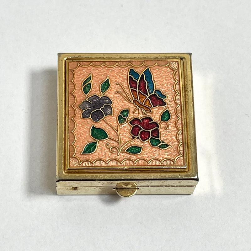 Vintage Cloisonné Pill Pot with Lip Balm - Butterflies