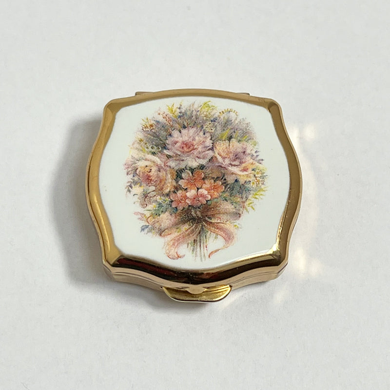 Vintage Stratton Pill Box with Lip Balm - Pink Bouquet