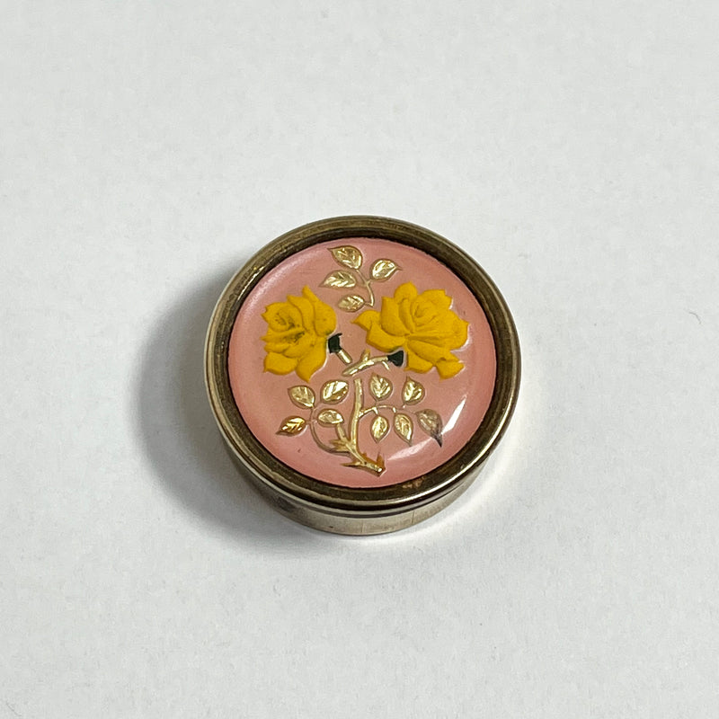 Vintage Pill Box with Lip Balm - Yellow Roses