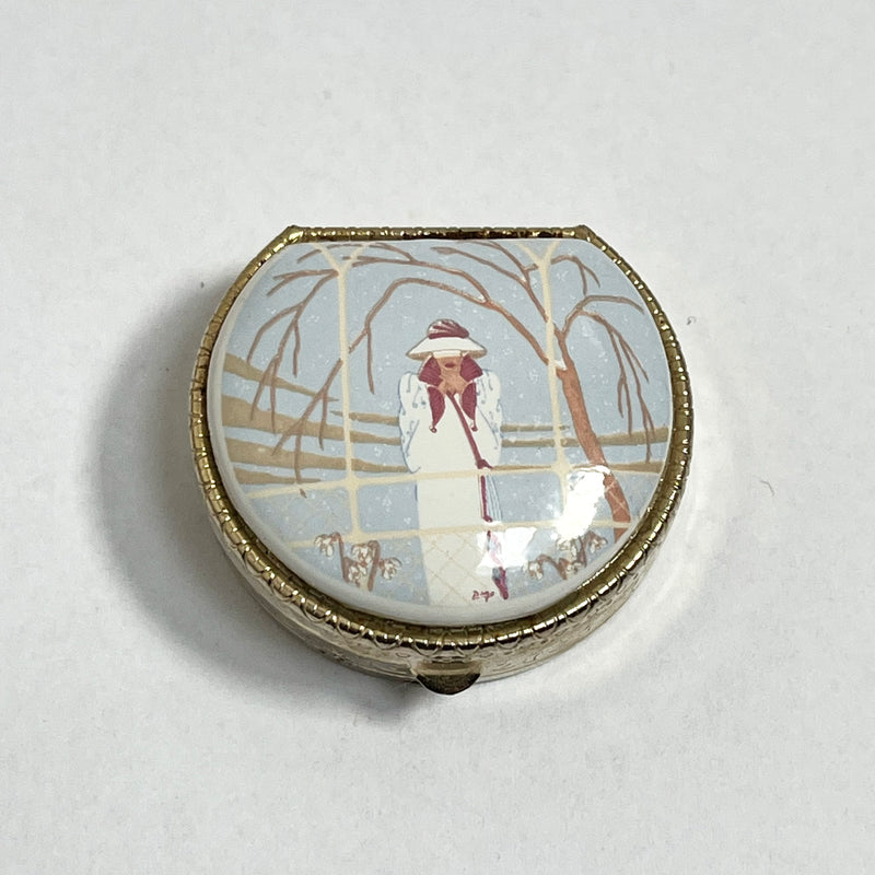 Vintage Pill Box with Lip Balm - Art Deco Flapper