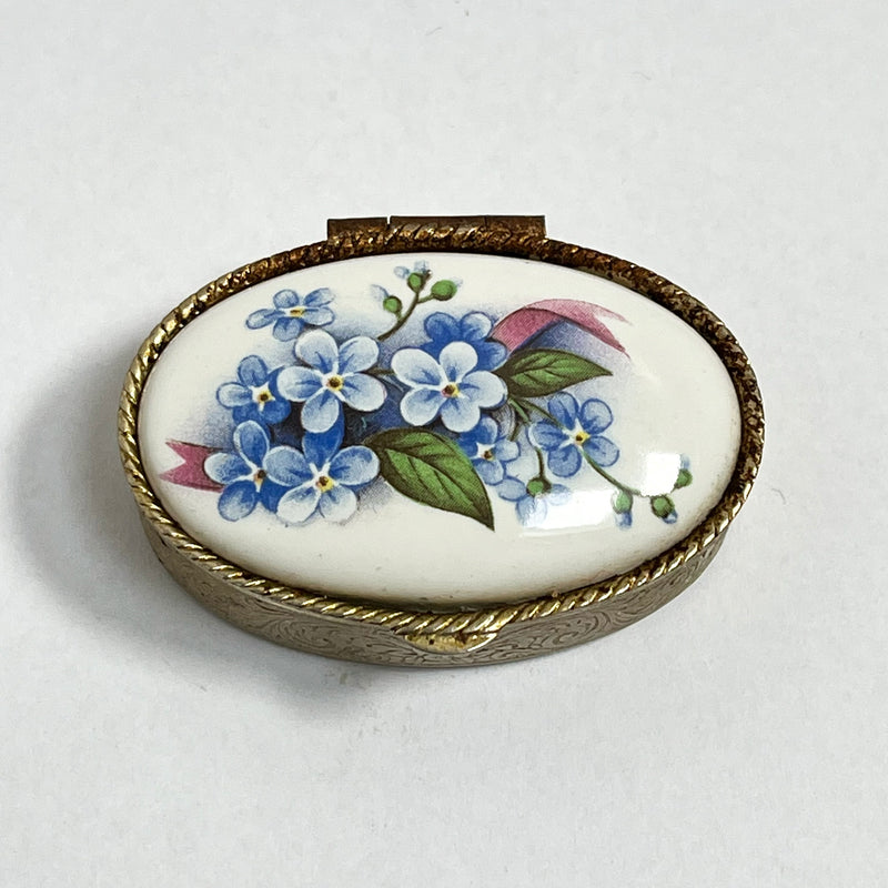 Vintage Pill Box with Lip Balm - Forget me nots