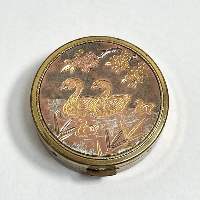 Vintage Pill Box with Lip Balm - Japanese Ducks and Cherry Blossom