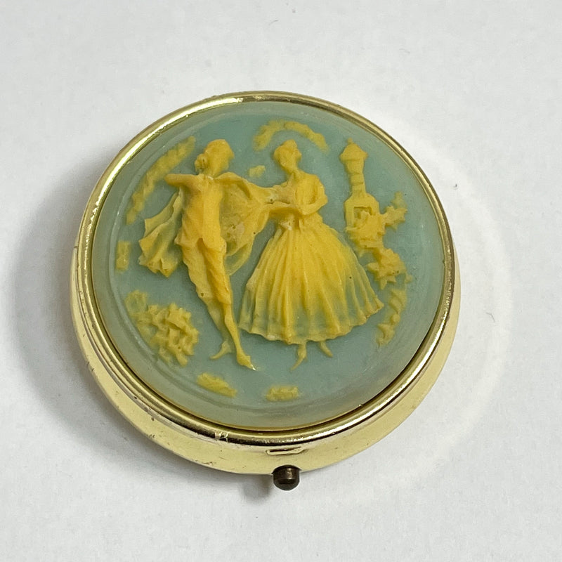 Vintage Pill Box with Lip Balm - Cameo Courting Couple