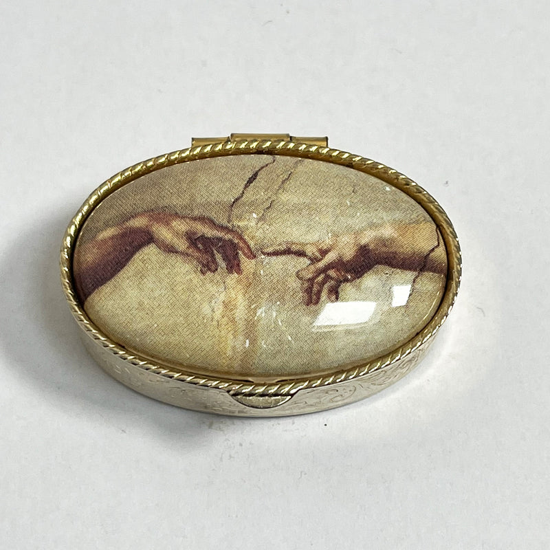 Vintage pill box with Lip Balm - The Creation of Adam Creazione di Adamo