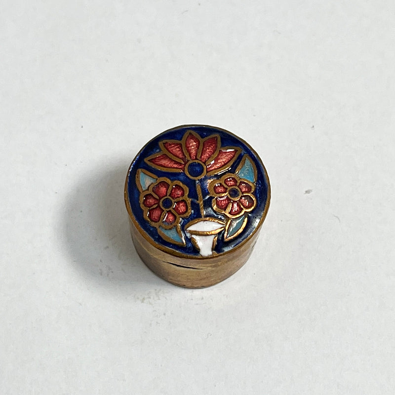 Vintage Pill Pot with Lip Balm - Burgundy Floral