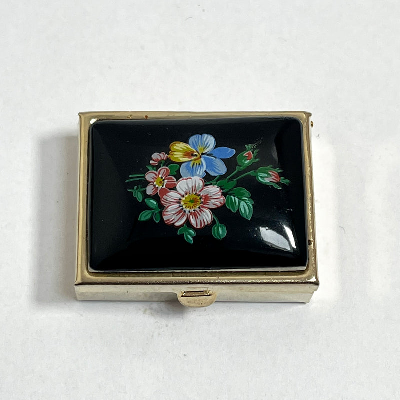 Vintage Pill Box with Lip Balm - Navy Floral