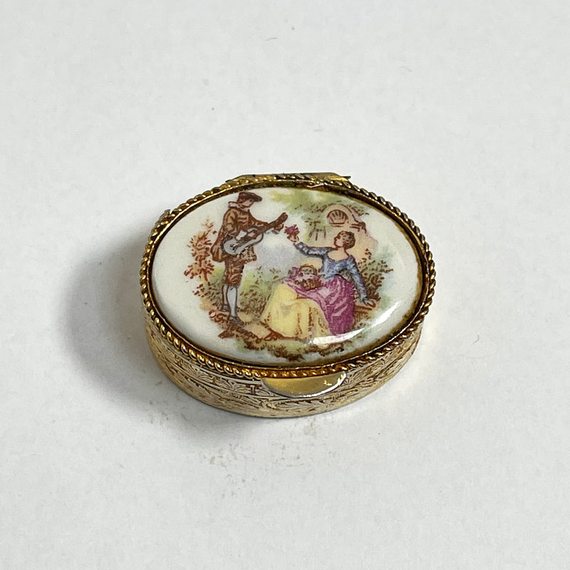 Vintage Pill Box with Lip Balm - Courting Couple