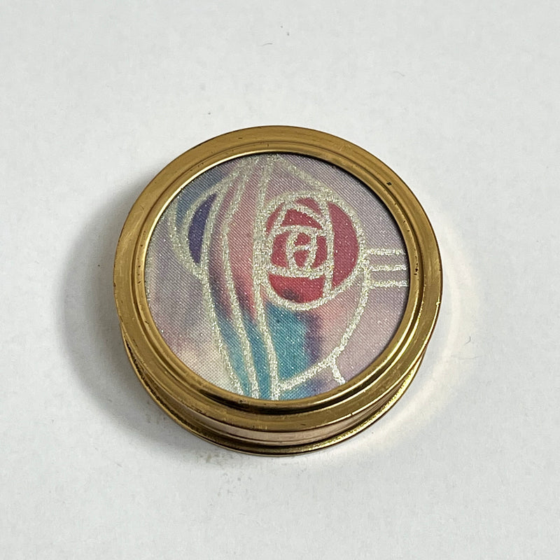 Vintage Pill Box with Lip Balm -  Art Deco Metallic Print