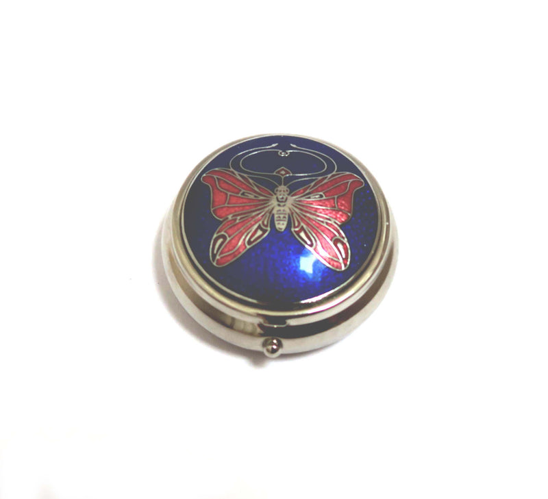 Vintage Cloisonné Pill Box with Lip Balm - Butterfly - Andrea Garland