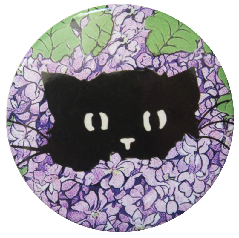 Hide and Seek Kitty in Hydrangeas Pocket Mirror - Andrea Garland
