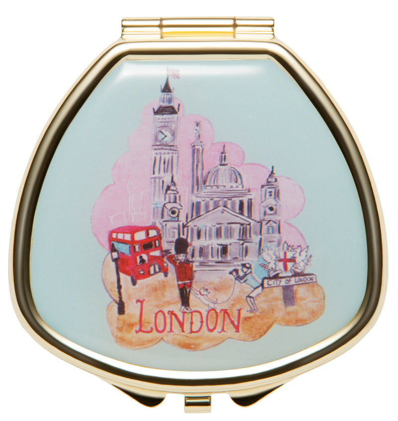 Lip Balm in City Scenes Compact – London - refillable lip balm, eco lip balm, vegan lip balm, vintage lip balm, no waste lip balm, sustainable beauty, vintage inspired lip balm, lip balm compact, refill, cruelty free, handmade lip balm, small batch lip balm, vintage, Andrea Garland
