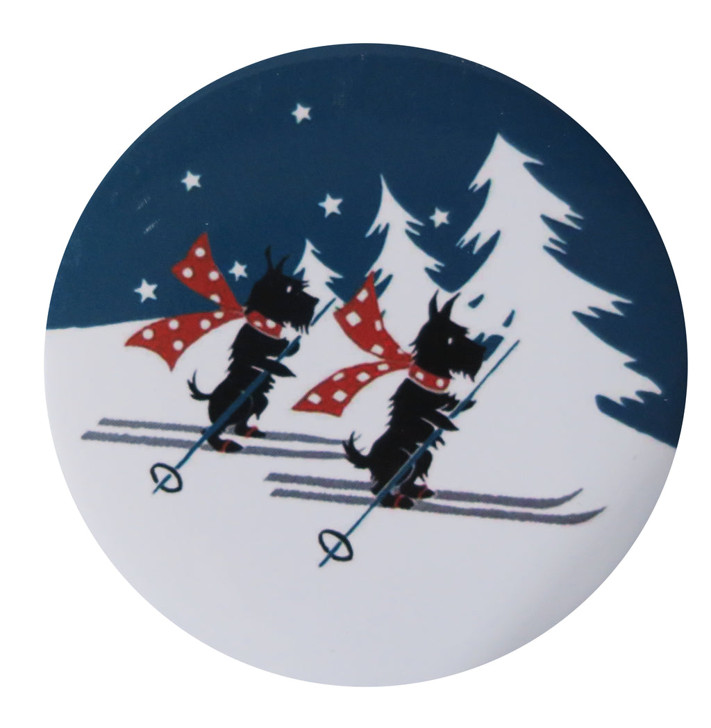 Skiing Scotties Pocket Mirror - Andrea Garland